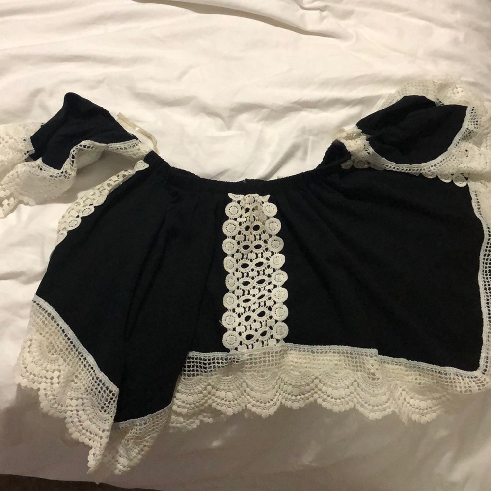Black and white off the shoulder top